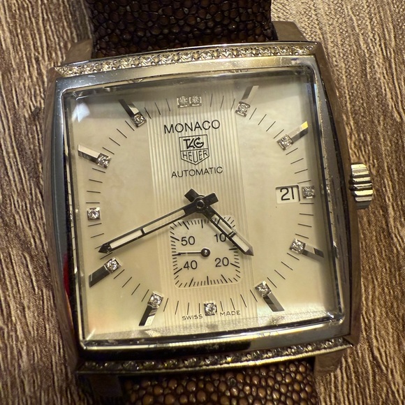 TAG Heuer Monaco with Brown Strap and Silver Face main image 7